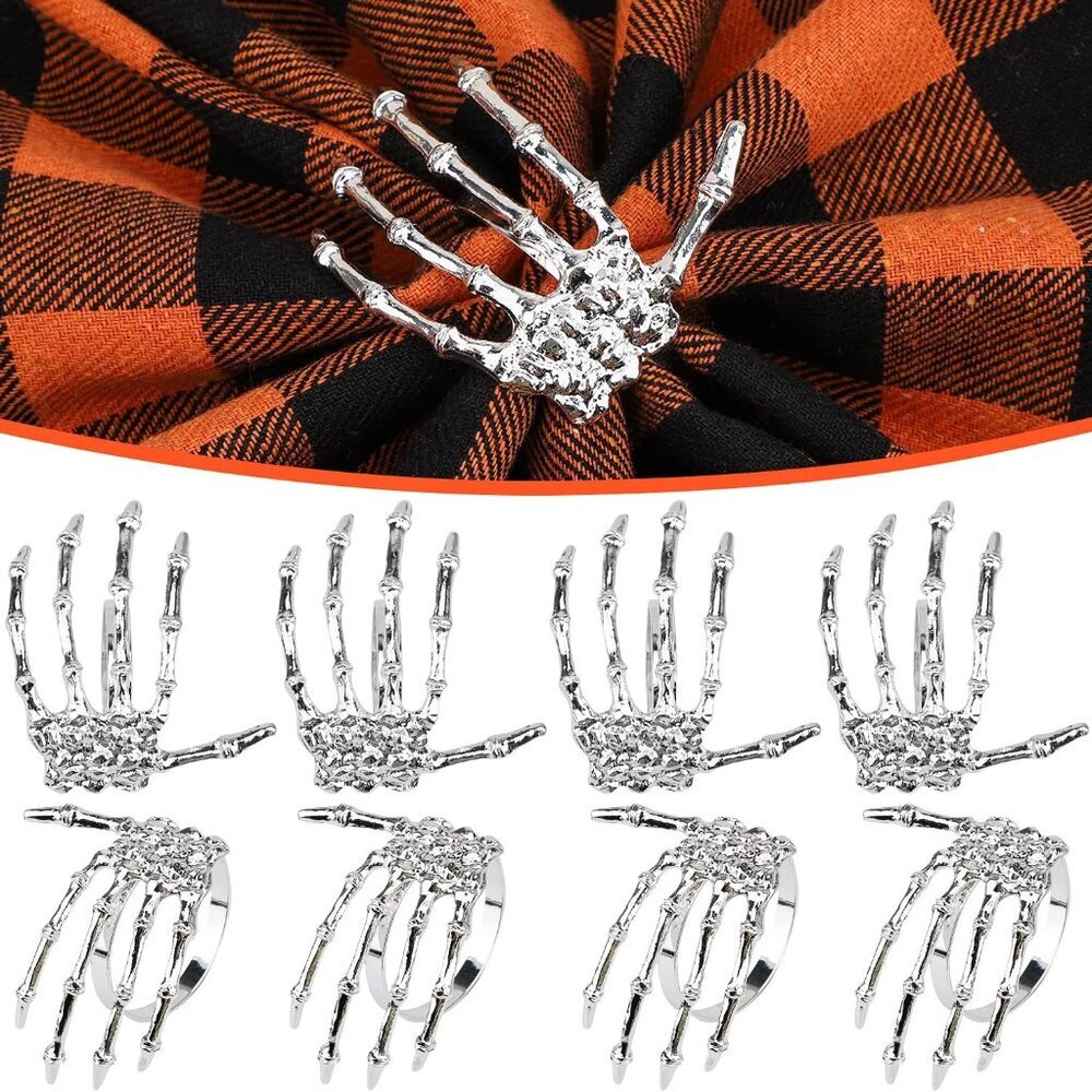 Halloween Napkin Rings Decoration 8 Pcs, Metal Rings Holders for Home Birthday P